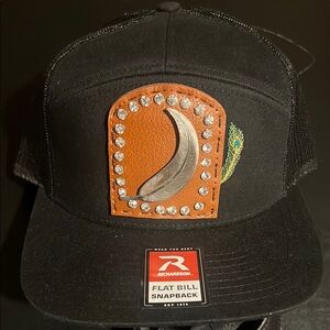 Richardson Black Snapback Hat with Brown Patch